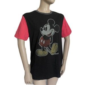 Disney Mickey Mouse Women’s Size M Black/Pink Ringer Short Sleeve T-Shirt